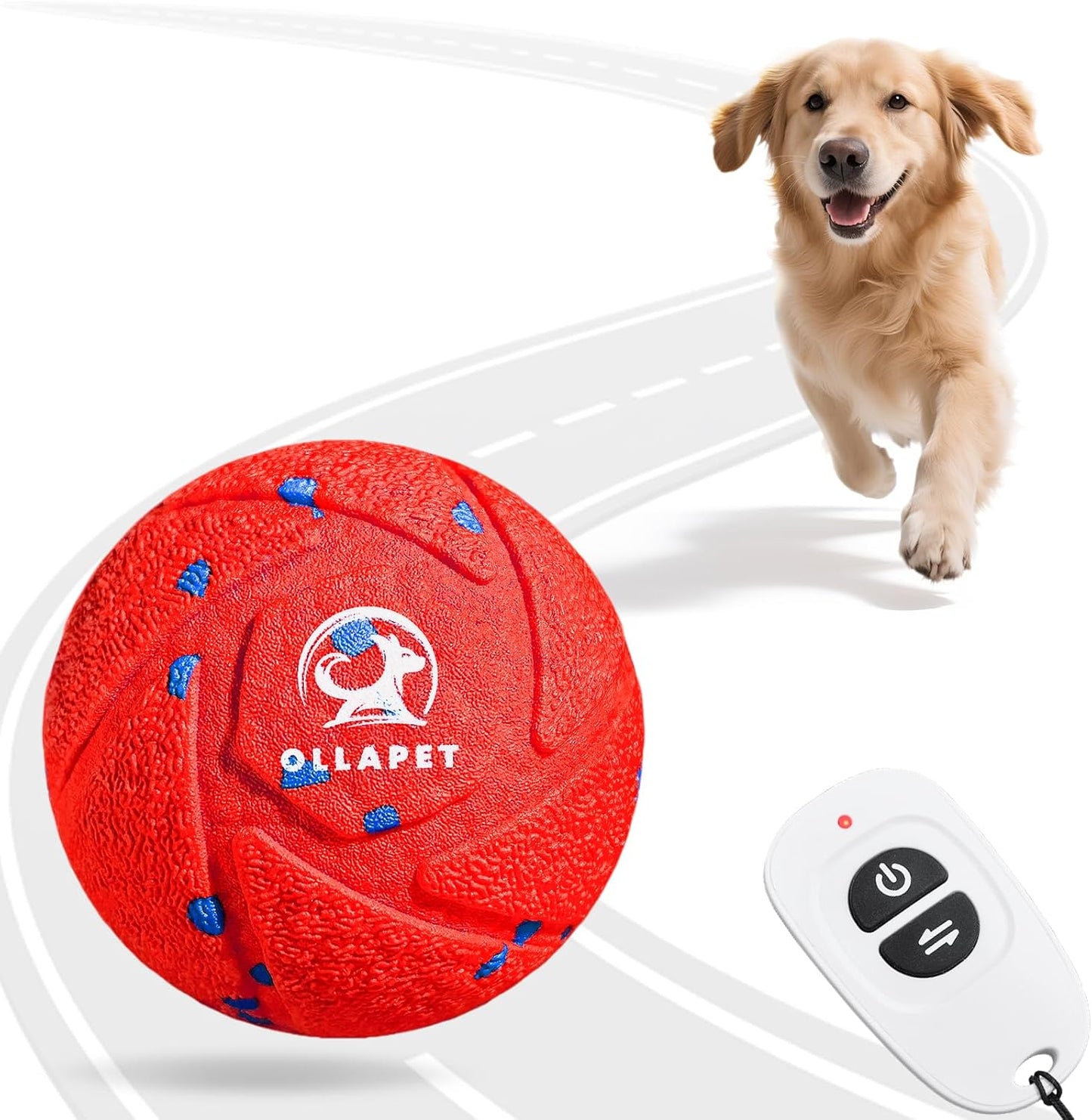 Smart Interactive Dog Ball - Auto Bouncing & Rolling, Chew-Resistant E-TPU Material, 3 Interactive Modes, IPX7 Waterproof, Smart Chase Pet Toy Ball for Medium and Large Dogs (Red)