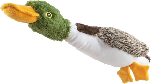 Interactive Squeaky Dog Chew Toy, Ideal Dog Toys for Chewers, Small, Medium & Large Dogs, and Fetch Lovers - Mallard Duck (Brown), Small