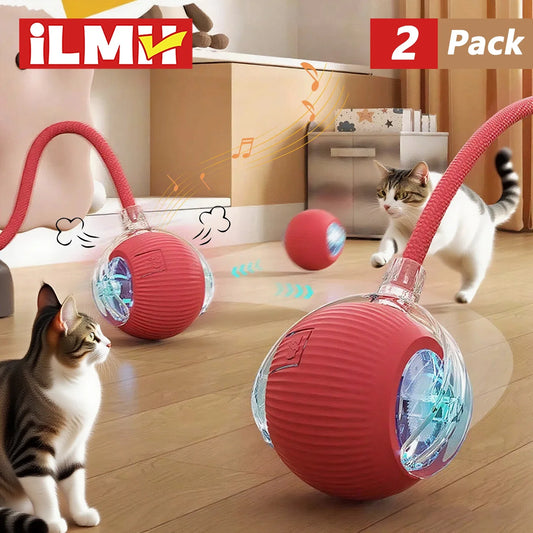 Exciting Automatic Rolling Cat Ball Toy with Faux Tail - Rechargeable Smart Electric Toy for Dogs and Cats, Perfect for Training and Play!