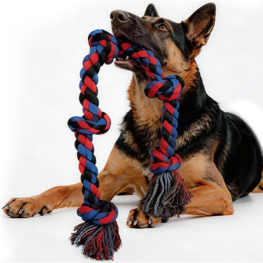 Dog Rope Toys for Tough Aggressive Chewers Large Medium Dogs Heavy Duty 5 Knots Indestructible 35.8Inch Tug of War Dog Pull Rope Teeth Cleaning